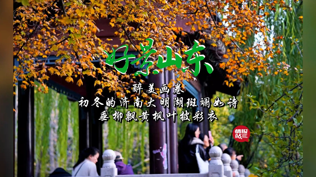 果然视频·好景山东|济南大明湖斑斓如诗，垂柳飘黄枫叶披彩衣