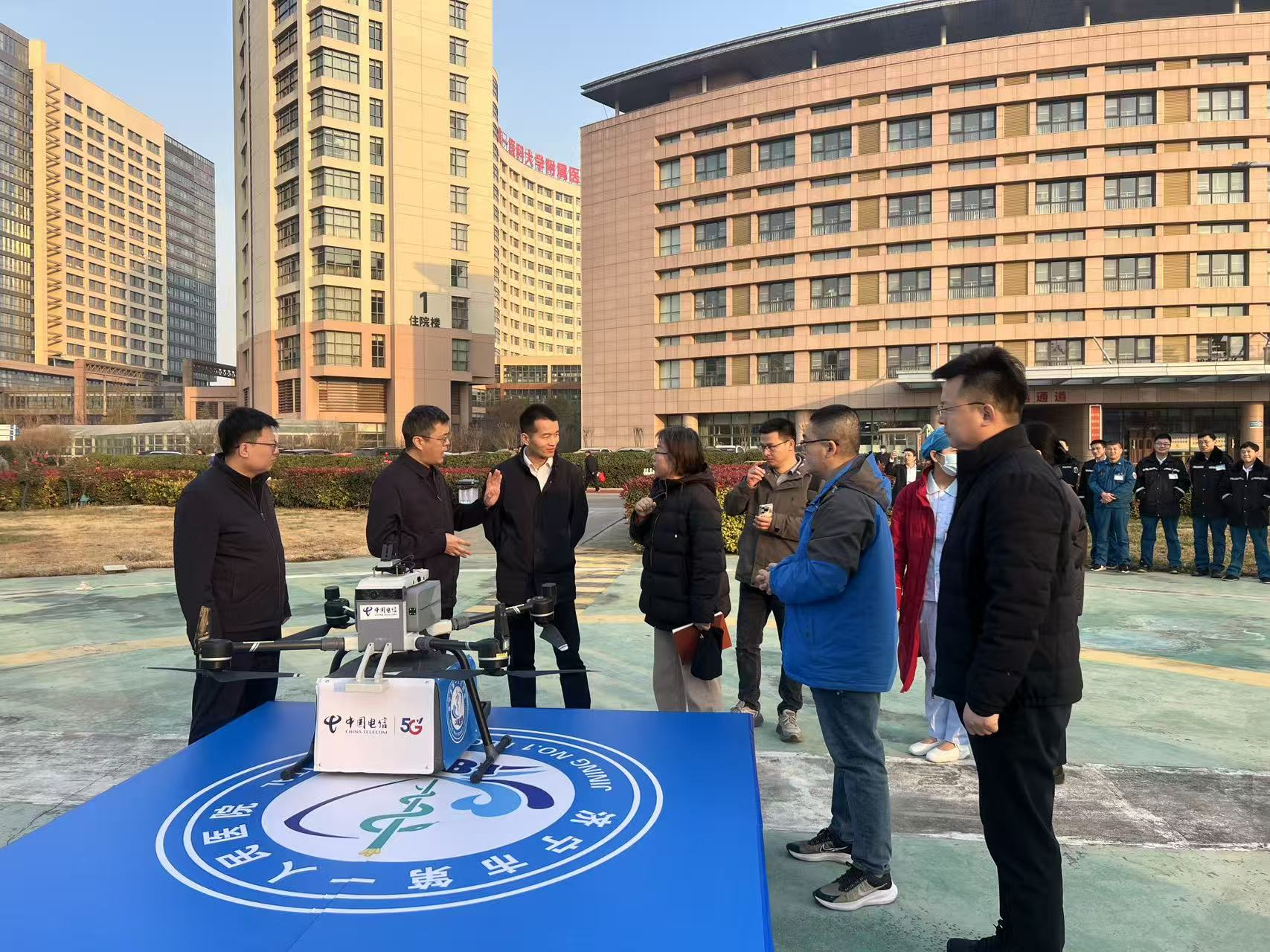 中国电信济宁分公司医联体低空配送首飞告捷