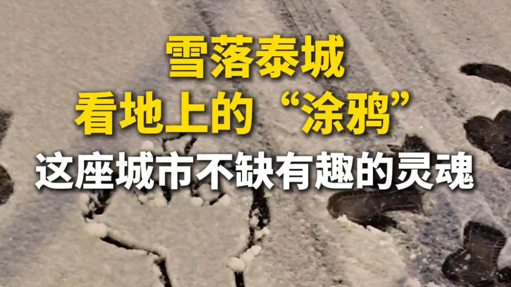 果然视频丨 雪落泰城，看地上的“涂鸦”，这座城市不缺有趣的灵魂