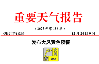 大风黄色预警！预计24日夜间到25日烟台市区局部有中雪