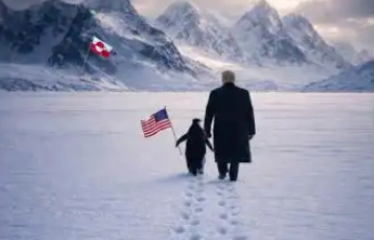 白宫发布AI图片：特朗普与企鹅走向格陵兰岛