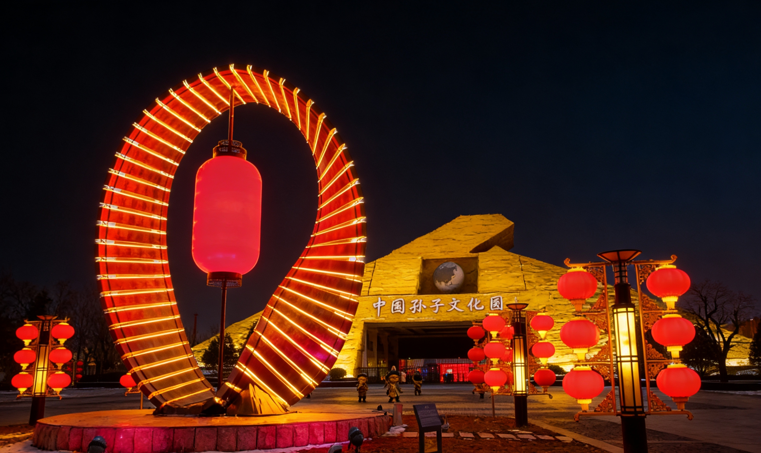 过年好去处！孙子文化园灯火奇幻夜开始试光，白加黑12小时畅玩不重样