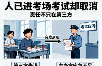 “人已进考场考试却取消”，责任不只在第三方