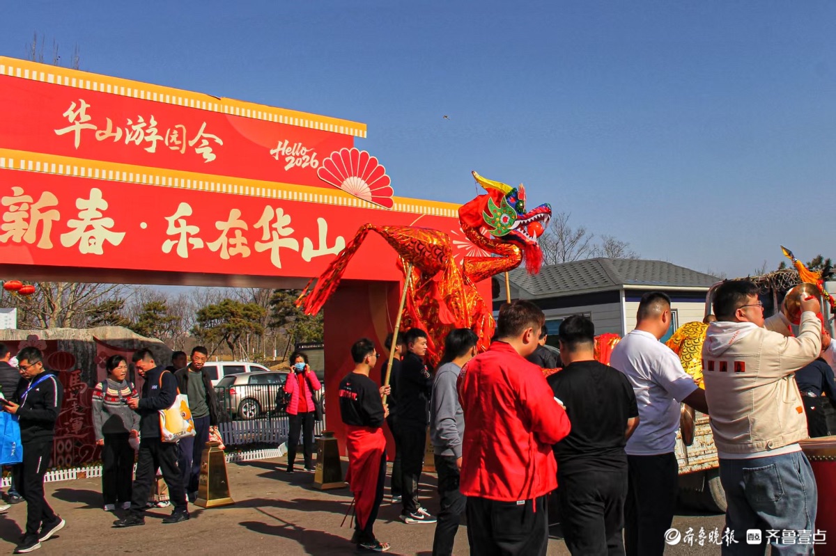 华山公园看舞龙，锣鼓喧天年味浓