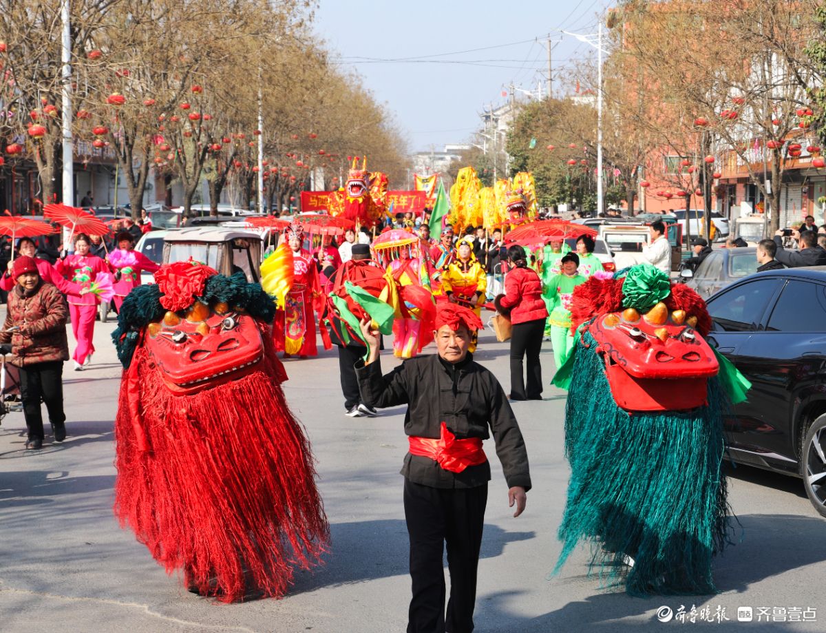 新春随手拍|巨龙雄狮街头贺新春，马年马头古镇迎盛景
