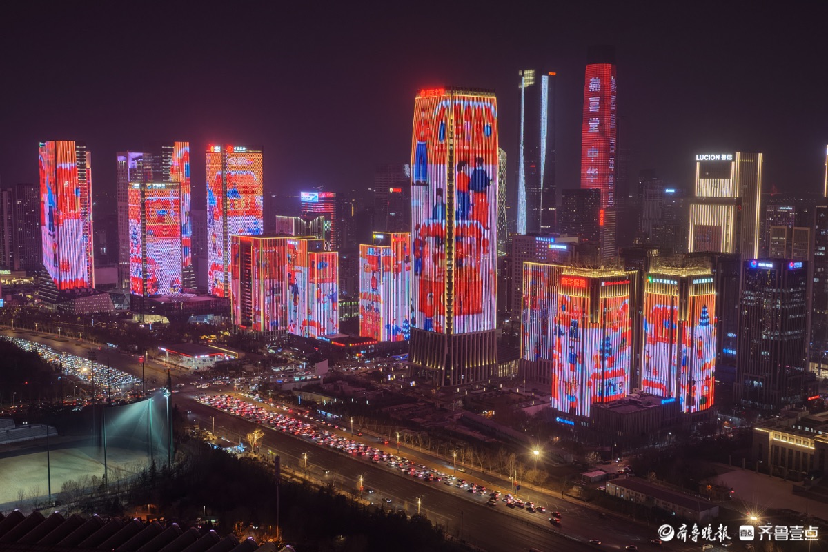 济南奥体中心经十路灯光秀