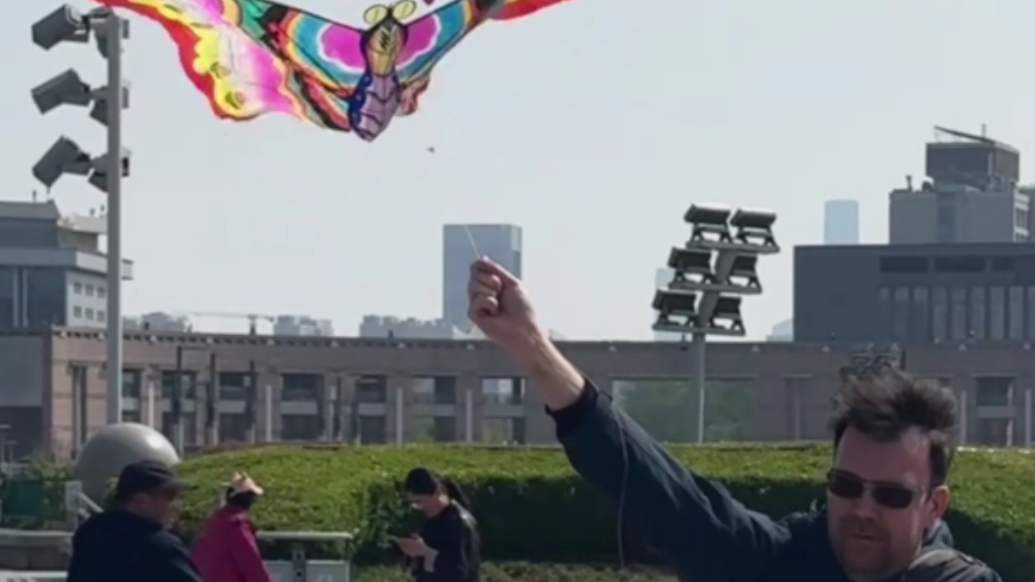 “啊，跑了！”外籍体验官手忙脚乱放飞一只有想法的“蝴蝶”