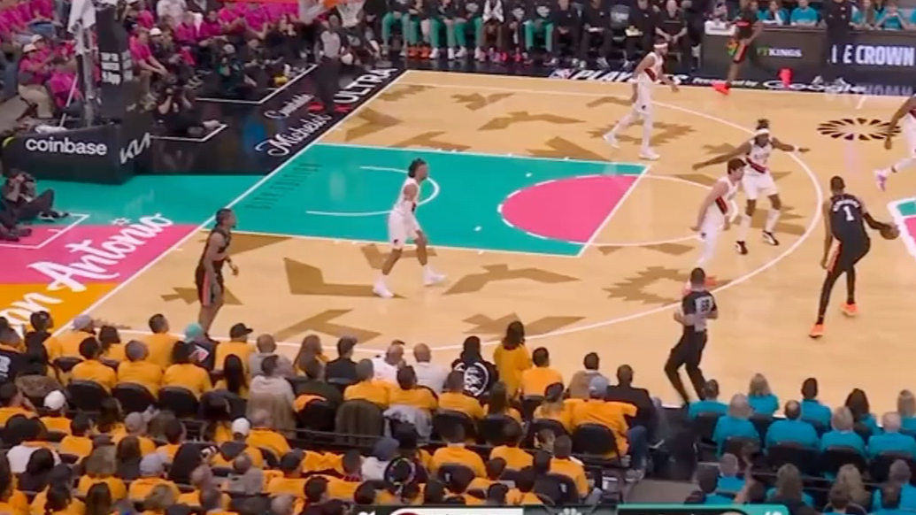 果然视频|马刺大胜开拓者，文班亚马砍35分，杨瀚森登场52秒