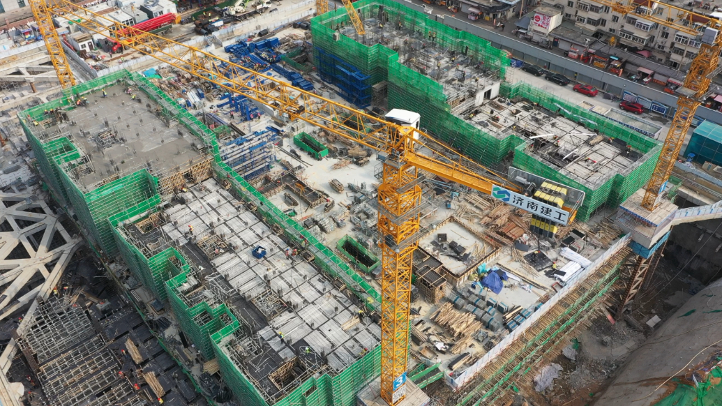 壹探轨道|济南地铁千佛山站TOD项目建设主体结构已完成55%
