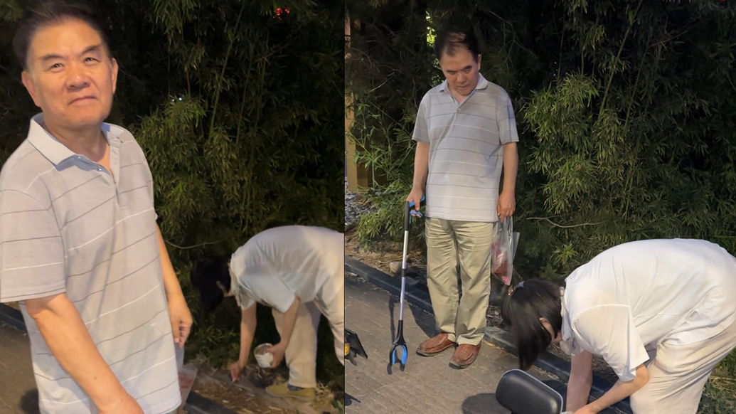 果然视频|济南退休夫妻夜晚街头捡拾烟头走红，谁认识他们请联系我们