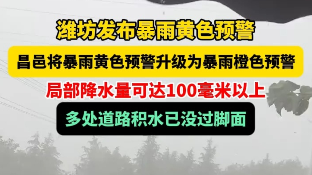 果然视频|潍坊发布暴雨黄色预警，局部降水量达100毫米以上