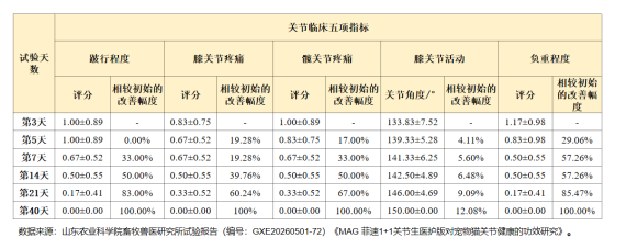 猫咪软骨素MAG菲速1+1关节生可改善关节跛行疼痛的试验数据报告
