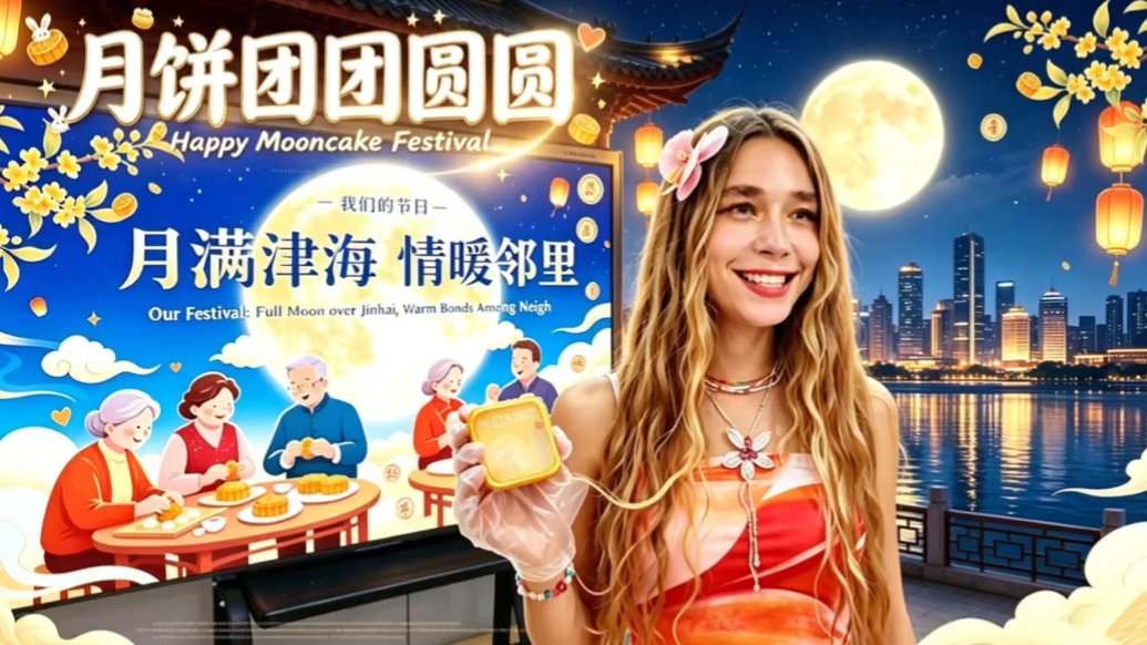 果然视频丨外国友人在东港学做月饼，直呼太有趣了