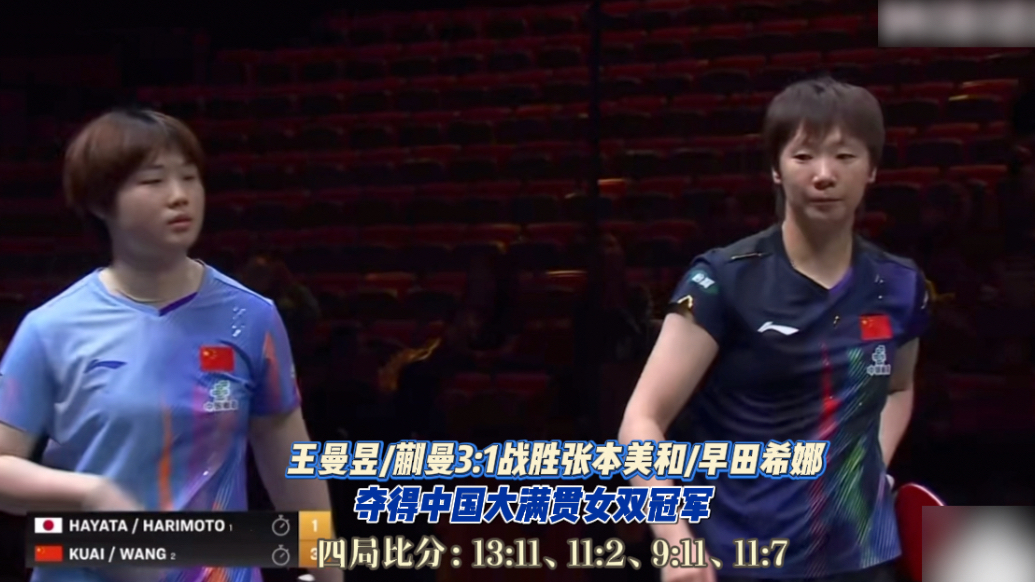 果然视频｜王曼昱/蒯曼3:1张本美和/早田希娜，夺得女双冠军