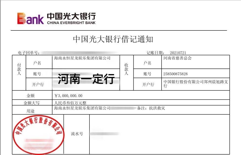 张杰谢娜夫妇向郑州市红十字会捐款100万元人民币.