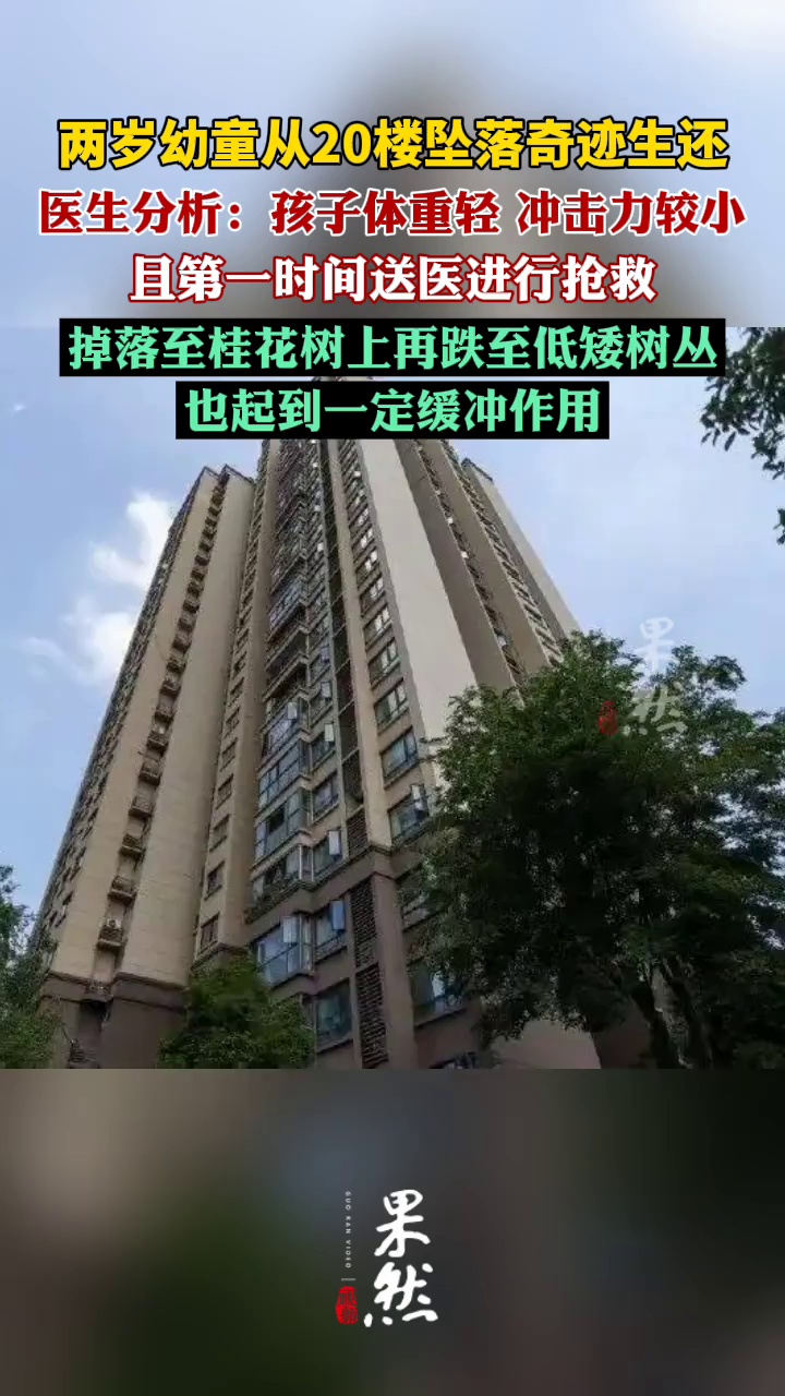 两岁幼童从20楼意外坠落奇迹生还（重庆日报）