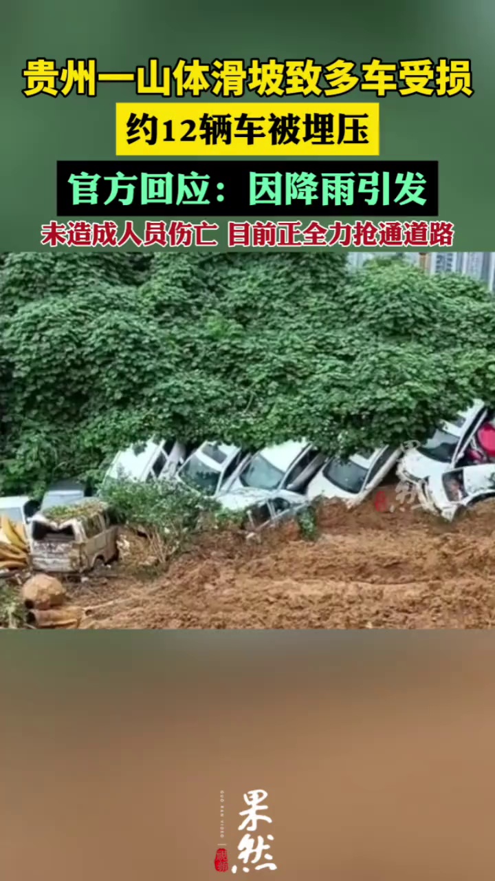 贵州一山体滑坡致多车受损：因降雨引发 正抢通道路（新京报）
