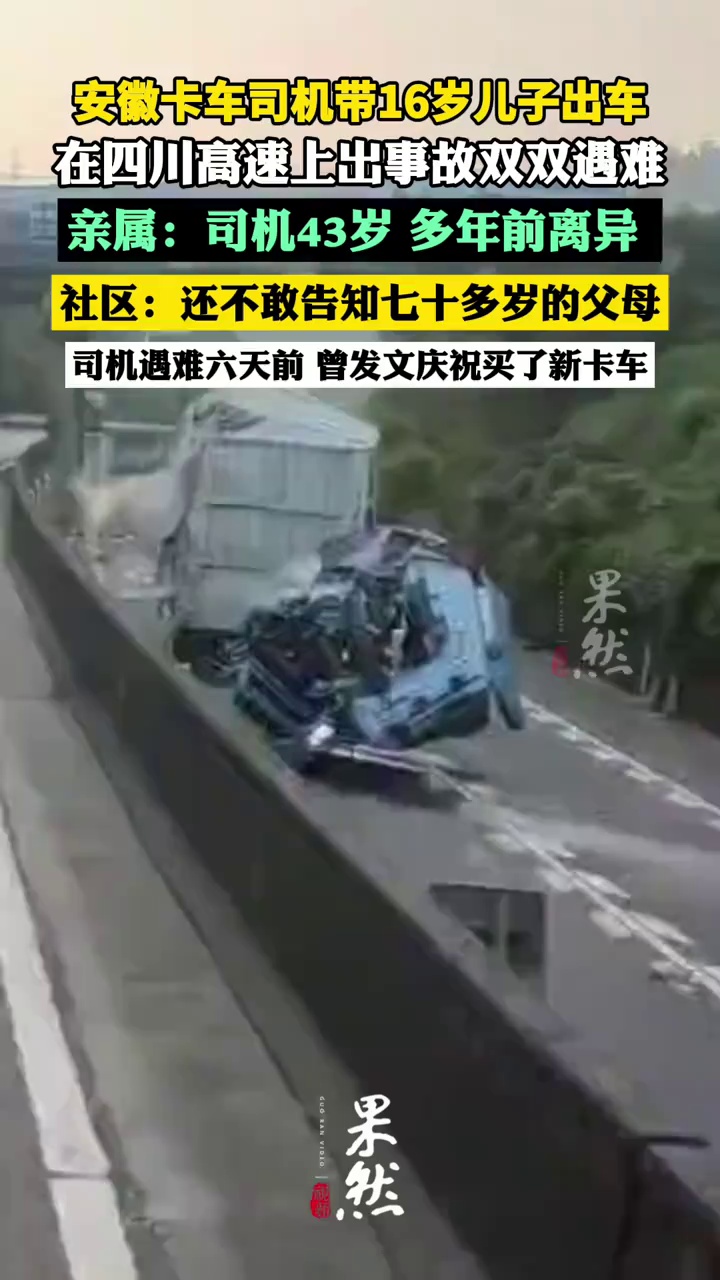 安徽卡车司机带16岁儿子出车，在四川高速上出事故双双遇难（极目新闻）