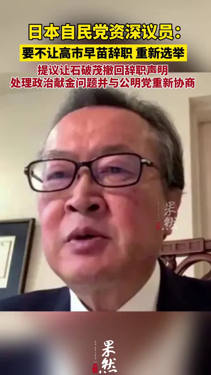 日本自民党资深议员：要不让高市早苗辞职重新选举（观察者网）