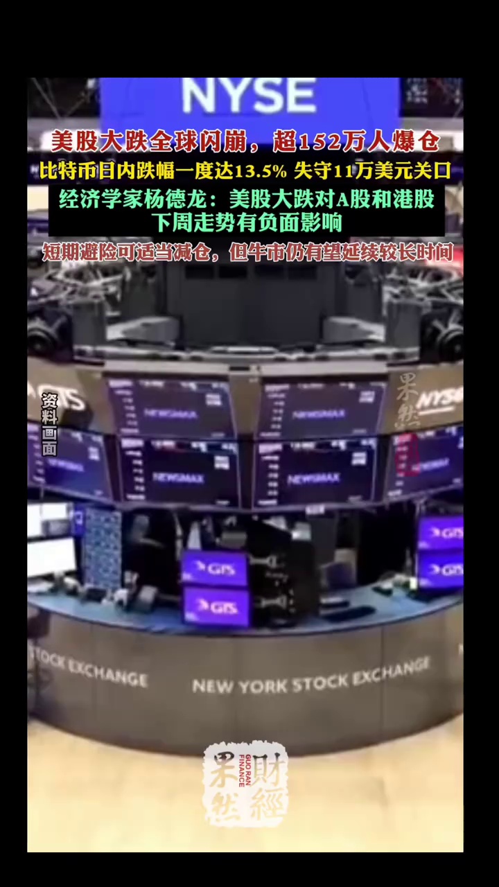 经济学家杨德龙：美股大跌对A股和港股下周的走势有负面影响