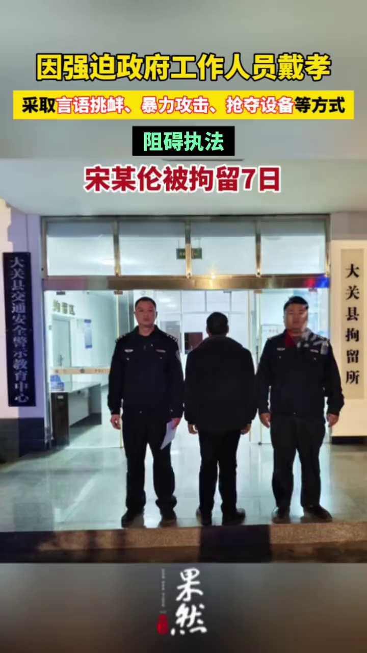 因强迫政府工作人员戴孝等，宋某伦被拘留