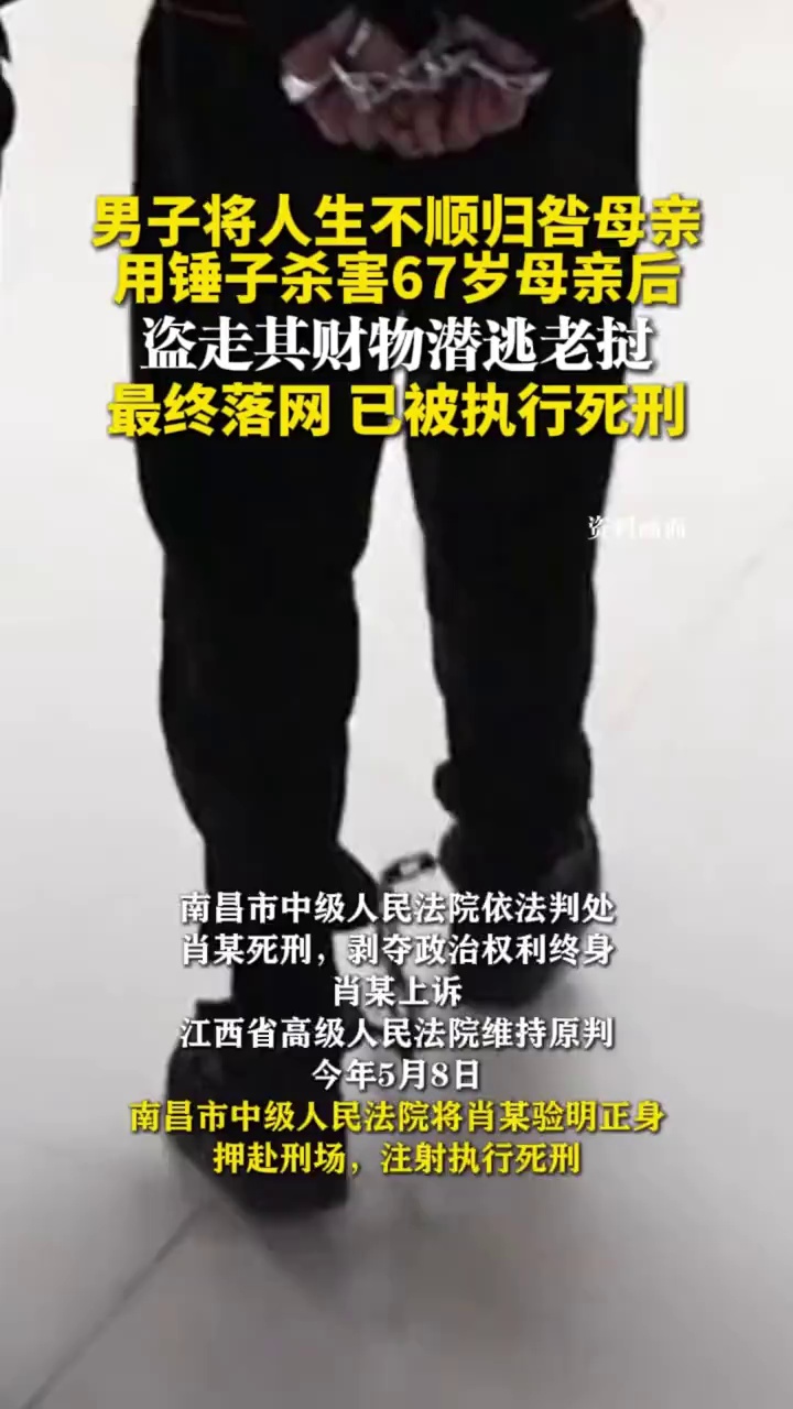 男子将人生不顺归咎母亲，用锤子杀害67岁母亲后，盗走其财物潜逃老挝，最终落网