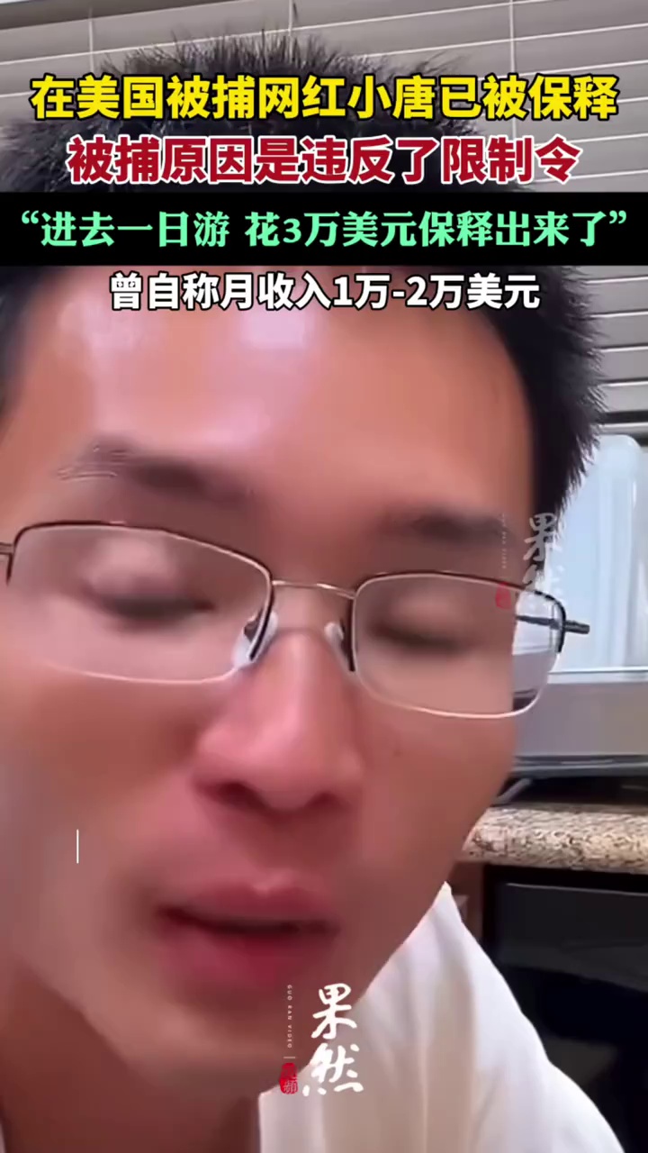 在美国被捕网红小唐已被保释（九派新闻）