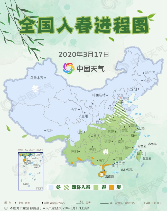 全国最新入春进程图春分节气这些地方将迎来春天