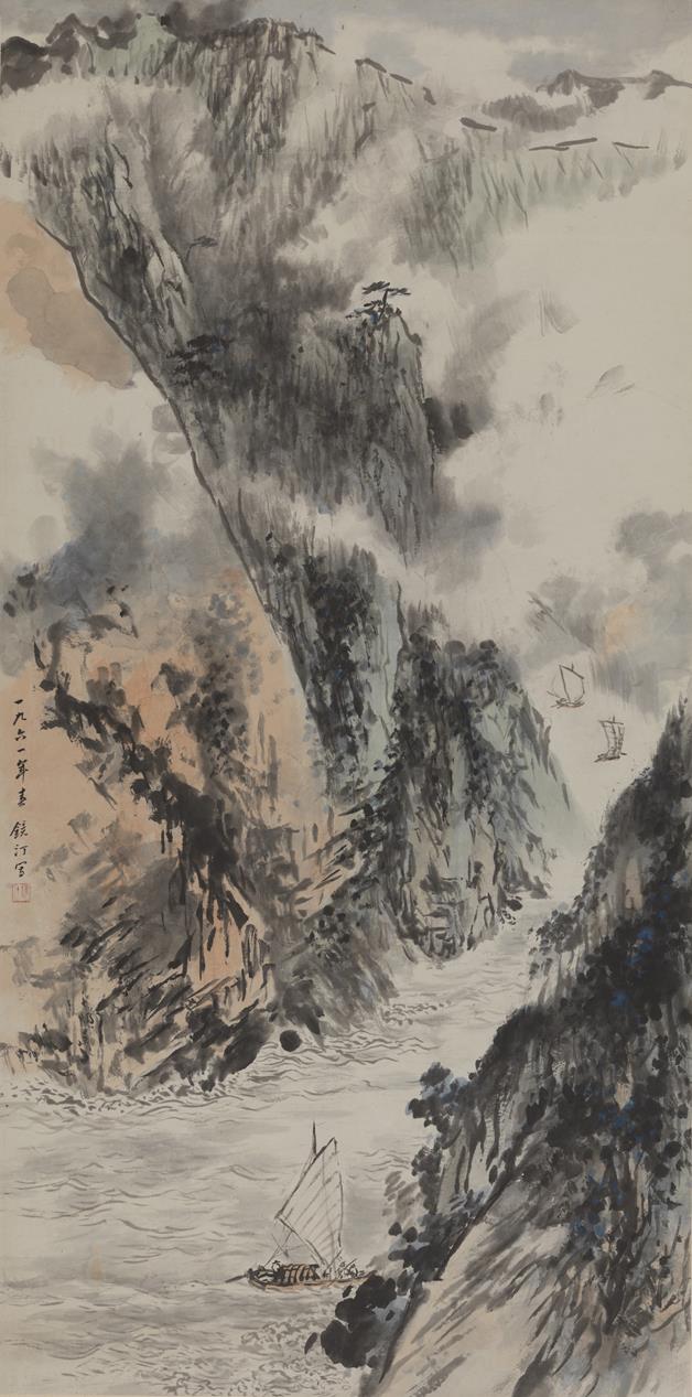 51.2x76cm 1960年 中国美术馆藏黄河清 傅抱石 中国画80.5×47.