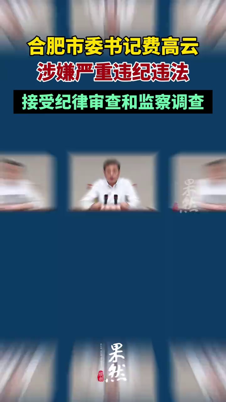 打虎！合肥市委书记费高云被查