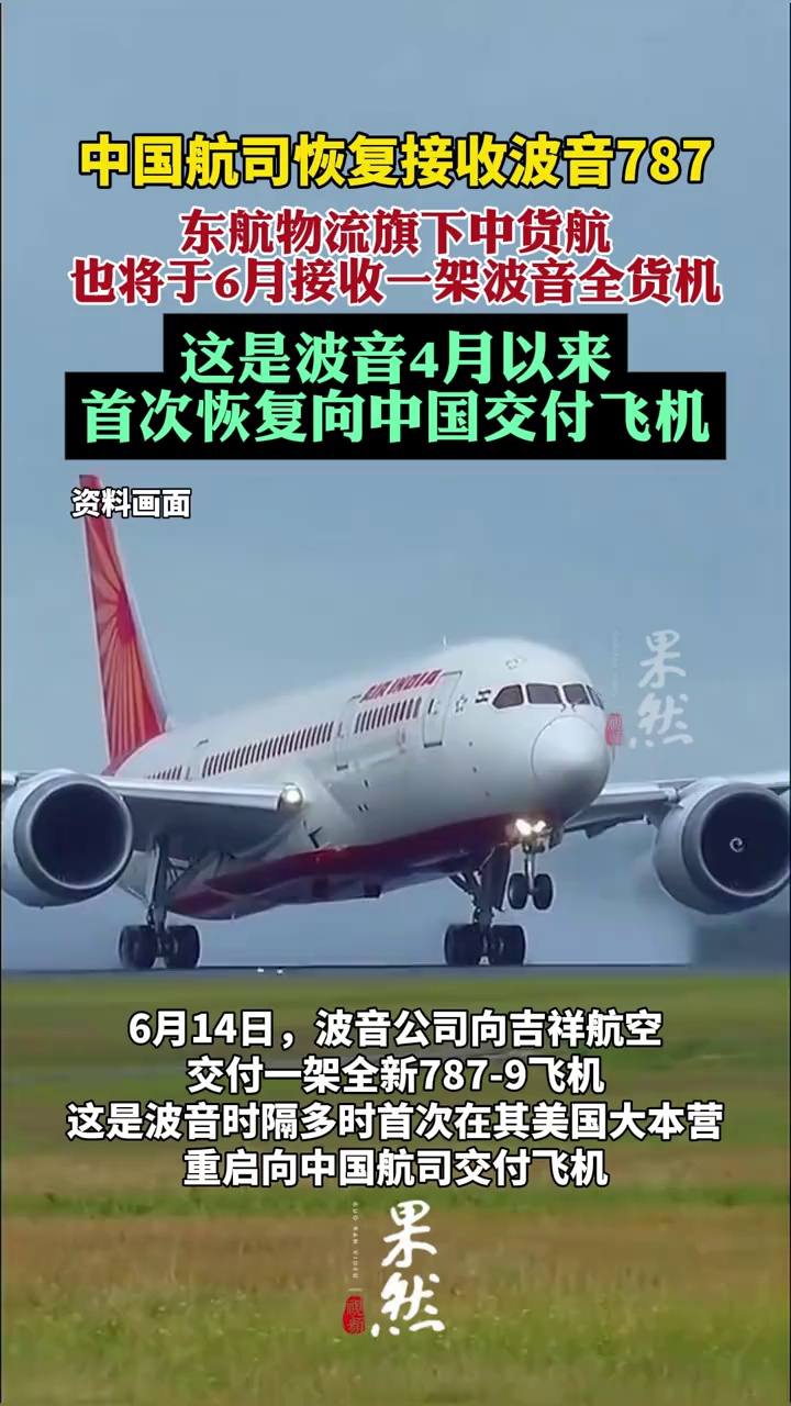 中国航司恢复接收波音787（第一财经日报）