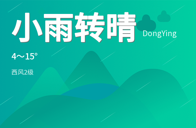 东营市今日小雨转晴 明日晴朗气温平稳