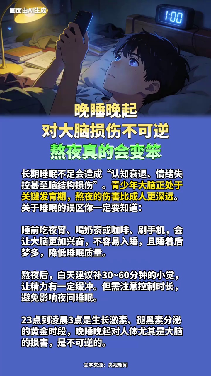 注意！晚睡晚起对大脑损伤不可逆，熬夜真的会变笨！