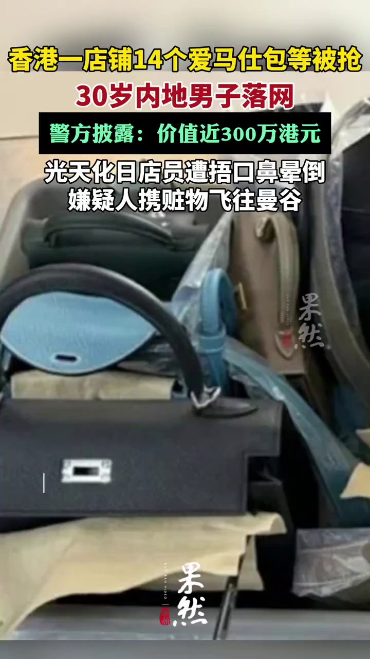 香港一店铺14个爱马仕包等被抢（红星新闻）