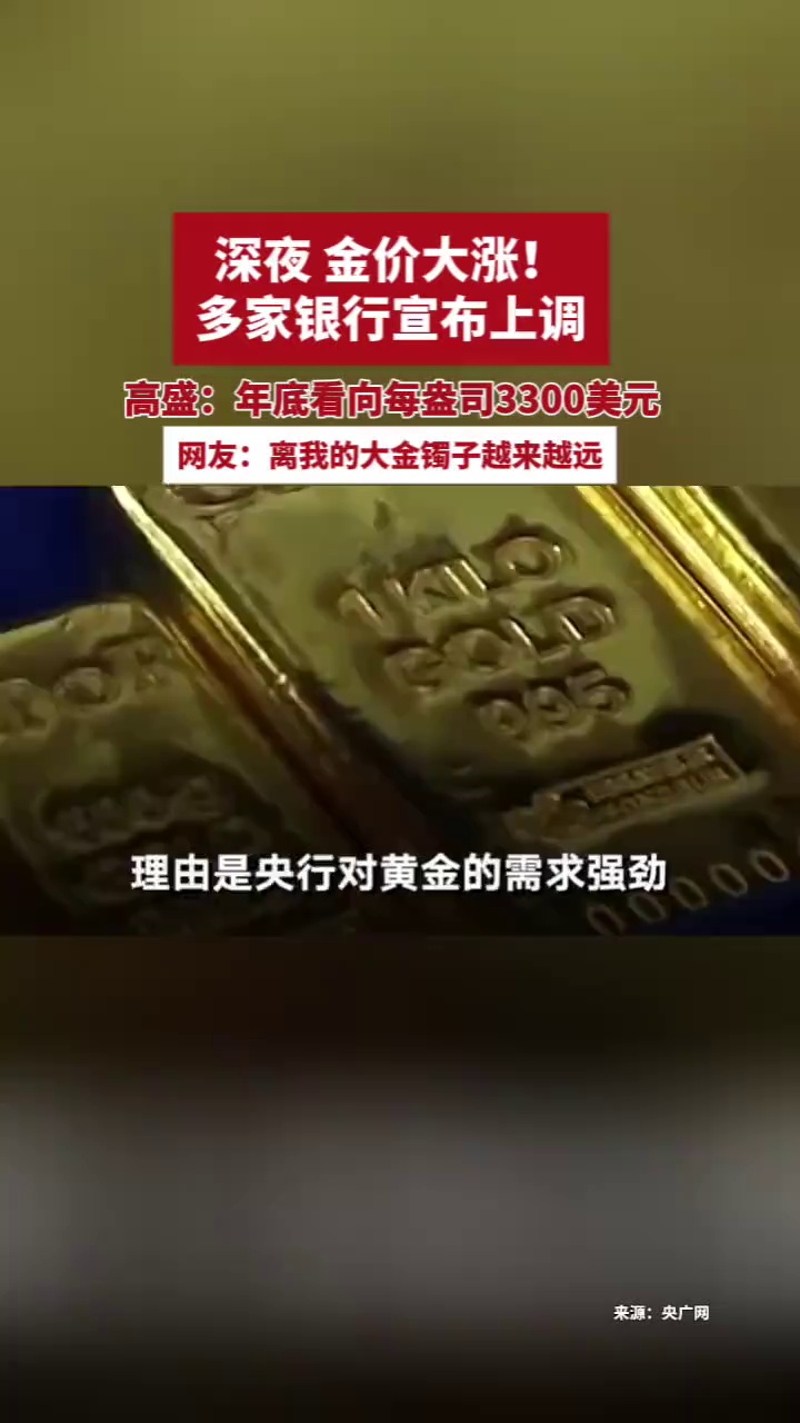 高盛集团将年底金价预测上调至每盎司3300美元