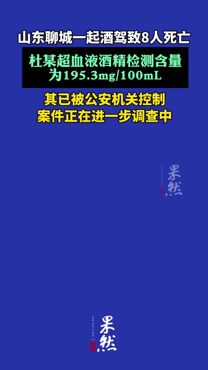 山东聊城一起酒驾致8人死亡 案件正在进一步调查中（央视新闻）