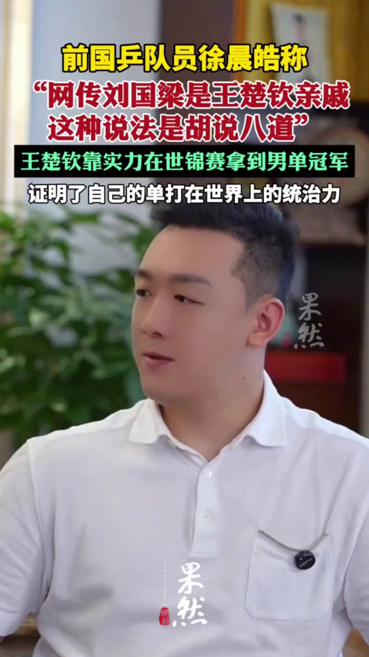 前国乒队员徐晨皓发视频称“网传刘国梁是王楚钦亲戚，这种说法是胡说八道”