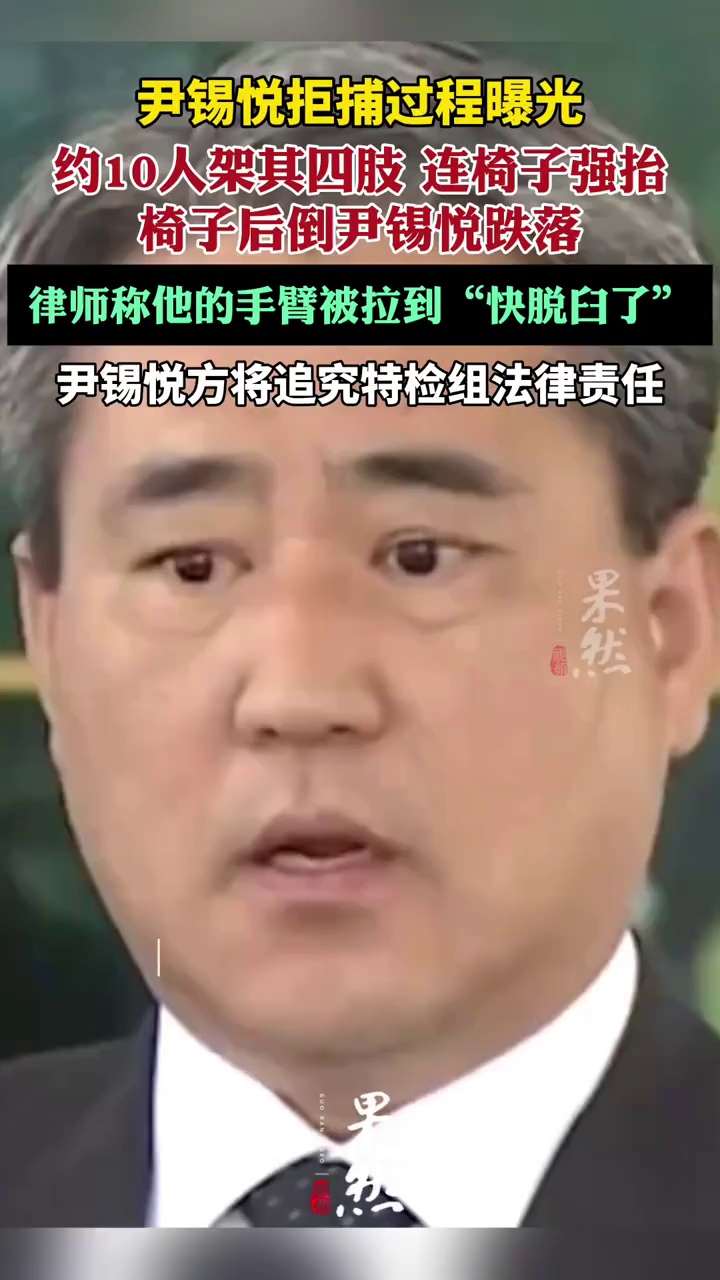 尹锡悦拒捕过程：10人架四肢连椅强抬（新京报）
