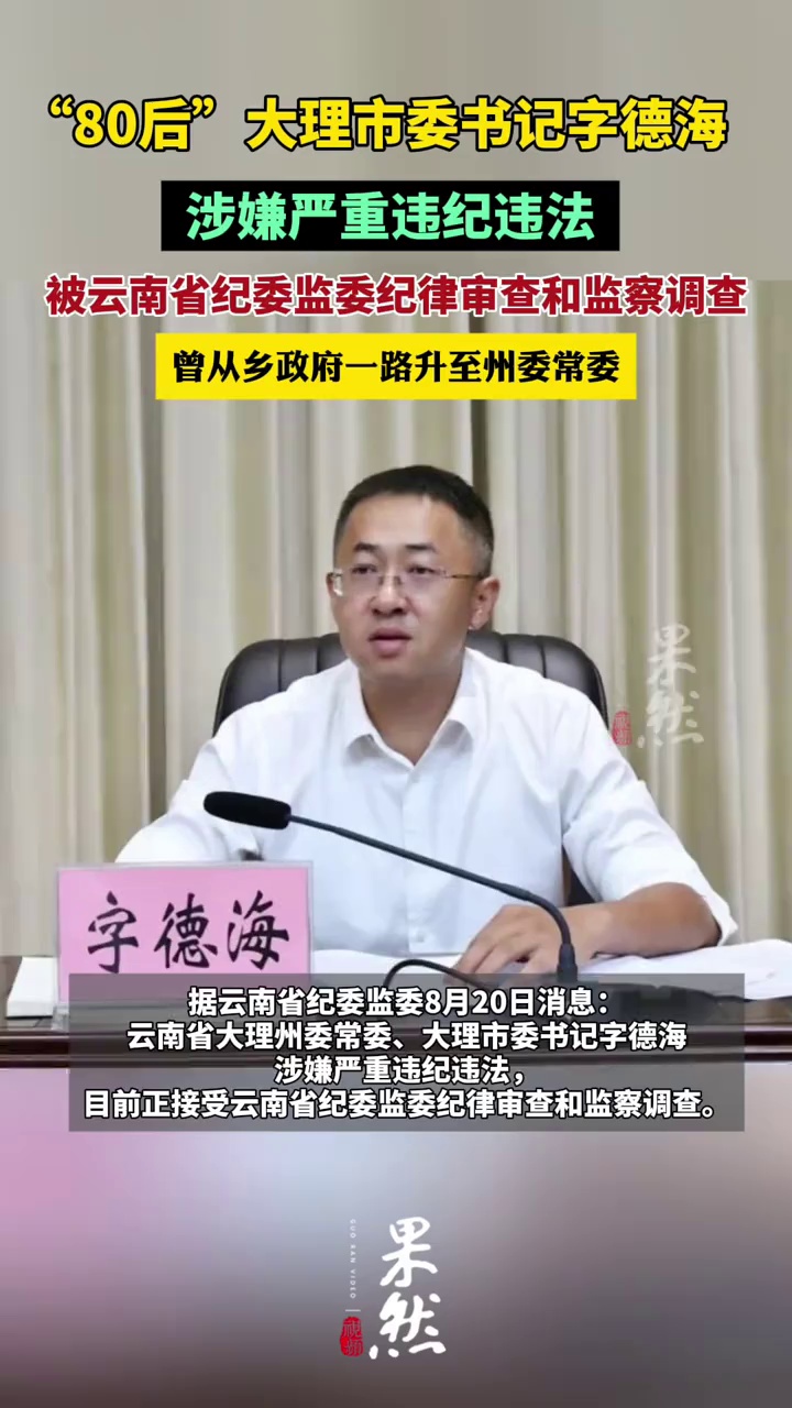 “80后”市委书记字德海被查，曾从乡政府一路升至州委常委！（政事儿）