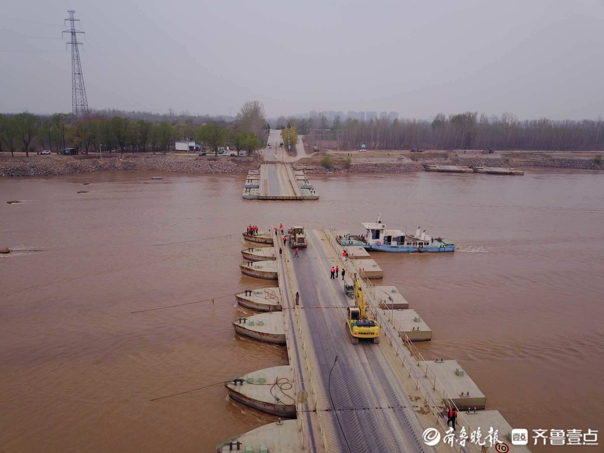 再见了老桥航拍济南东郊黄河浮桥最后的时刻