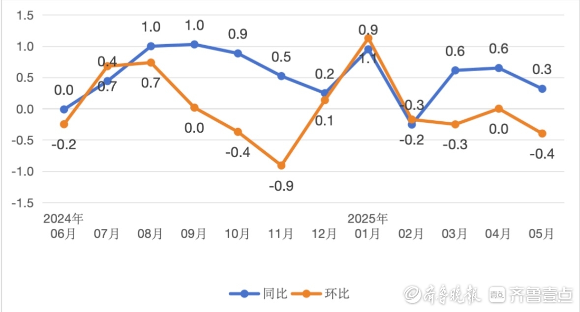5月份，济南居民消费价格同比上涨0.3%
