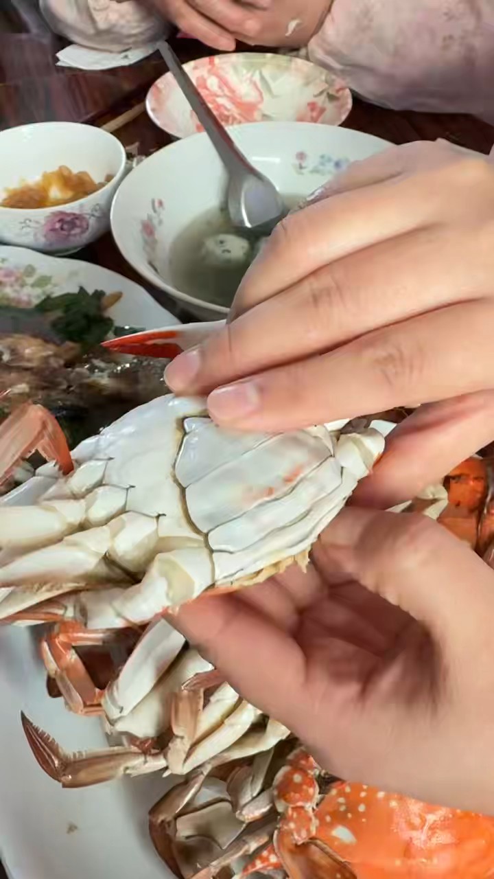 当船主一家大口朵颐梭子蟹时，反正我是馋了，亲来吧！我定请你…