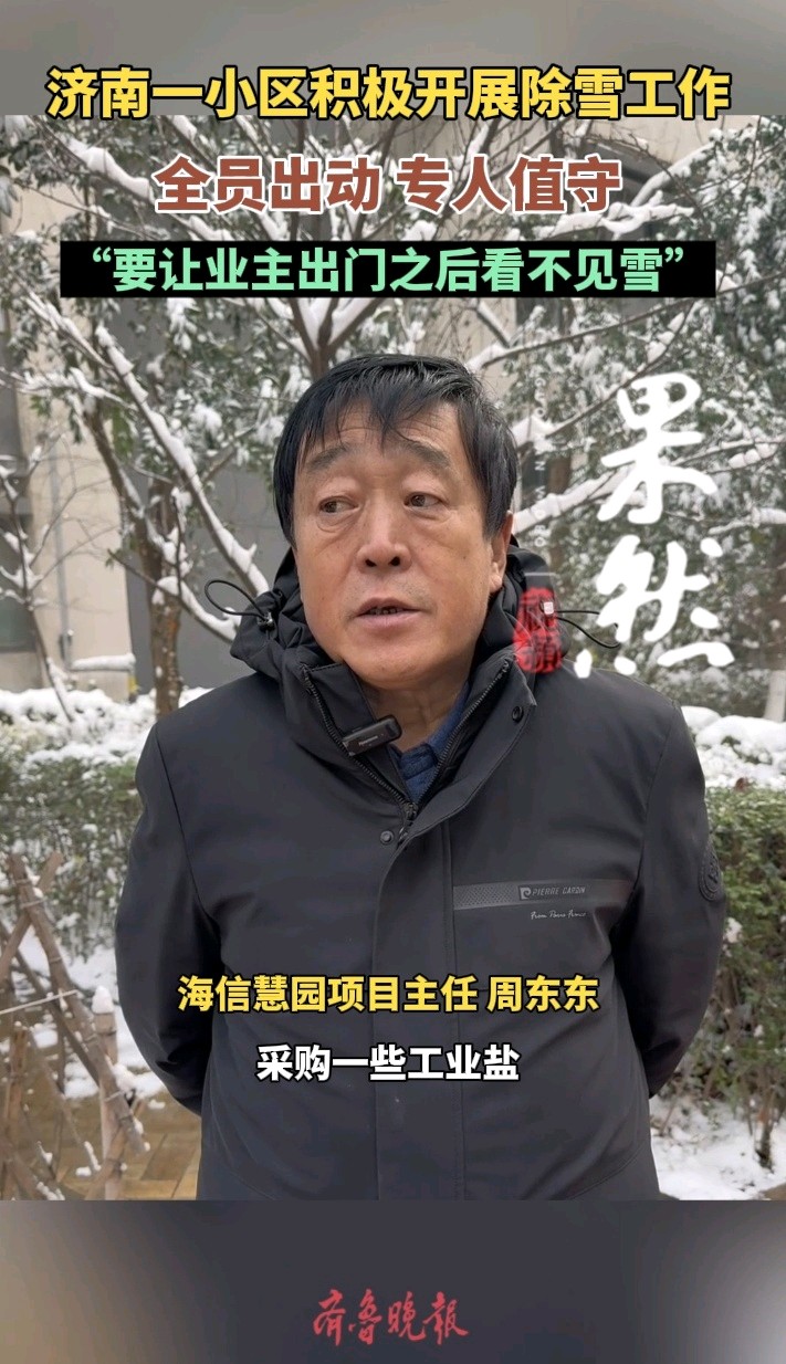 果然视频|雪后济南一小区积极清雪，“让业主出门之后看不见雪”