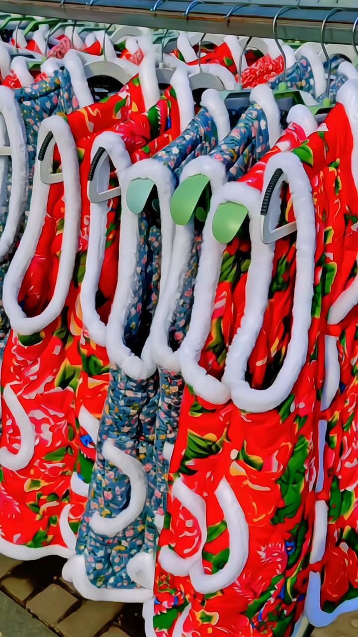 这大集上的小花袄太喜庆太漂亮太好看啦