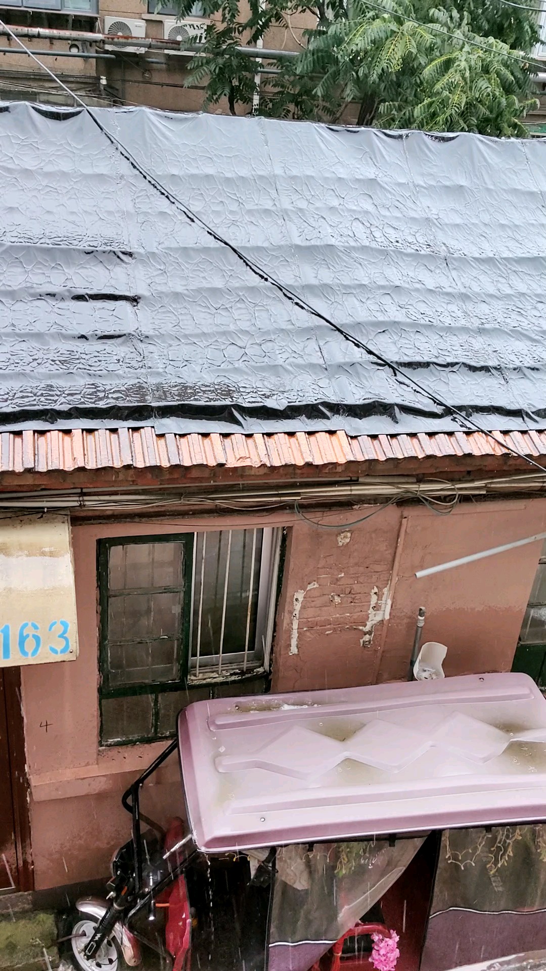 今天五点半，雨始下起来，
很快小变大，雷声响起来。