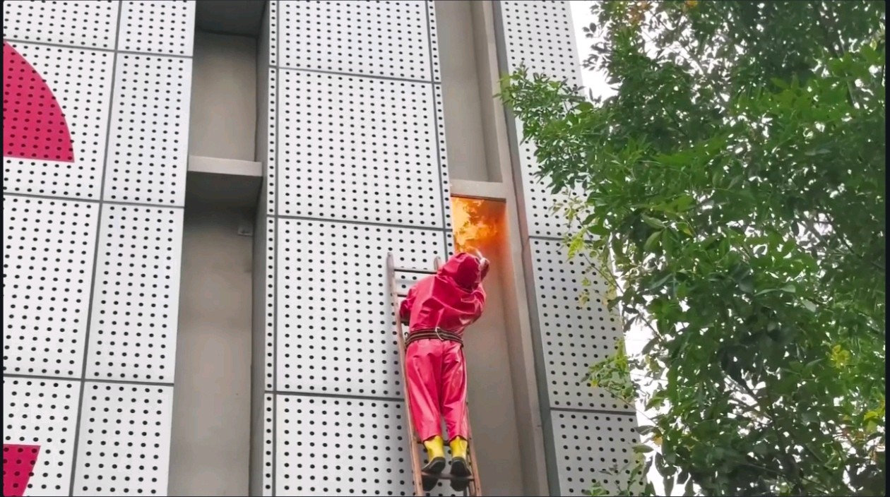 果然视频|马蜂在校园内筑巢，消防员到场清除三处马蜂窝