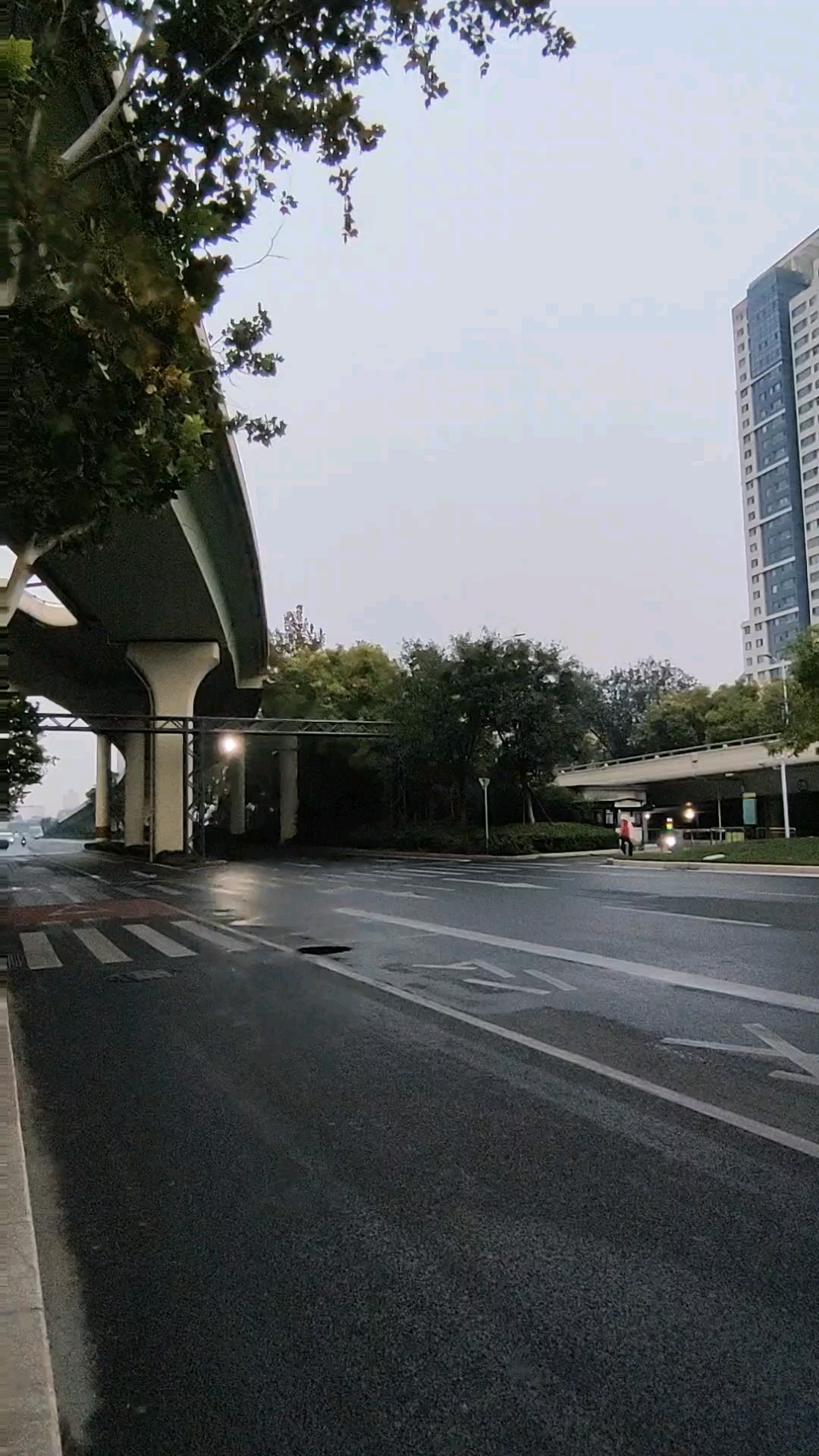 天空慢慢亮起来，空荡荡的经十路，车辆开始多起来。