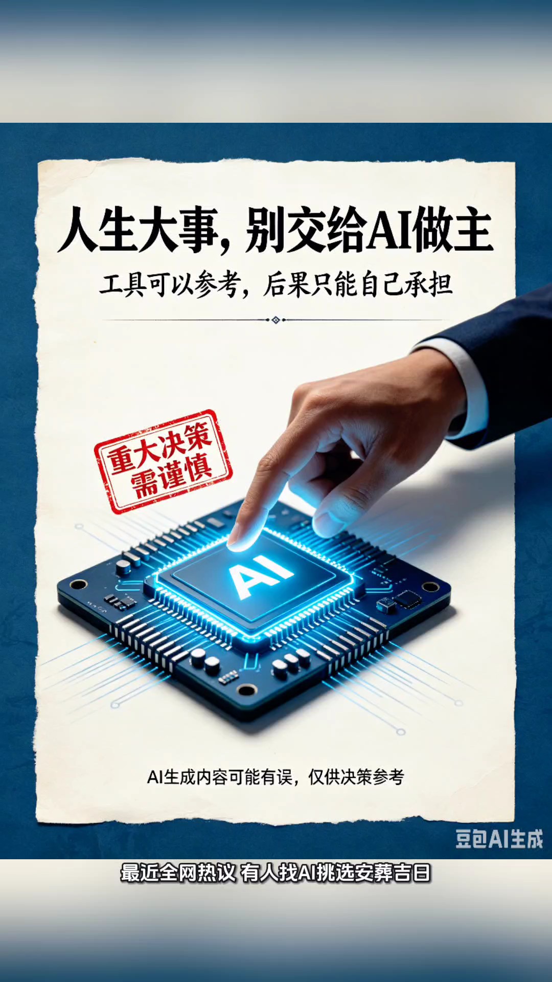男子择日起诉豆包全网热议:重大人生决策，千万别交给AI做主