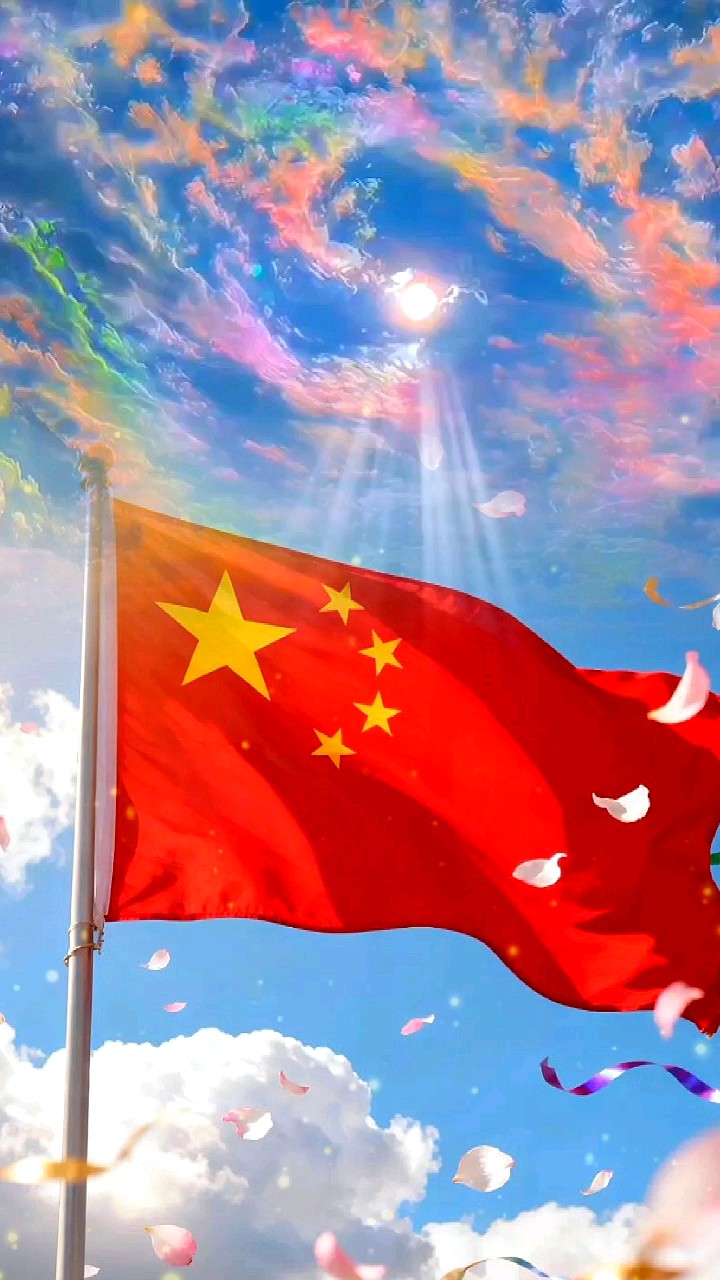 五星红旗迎风飘扬