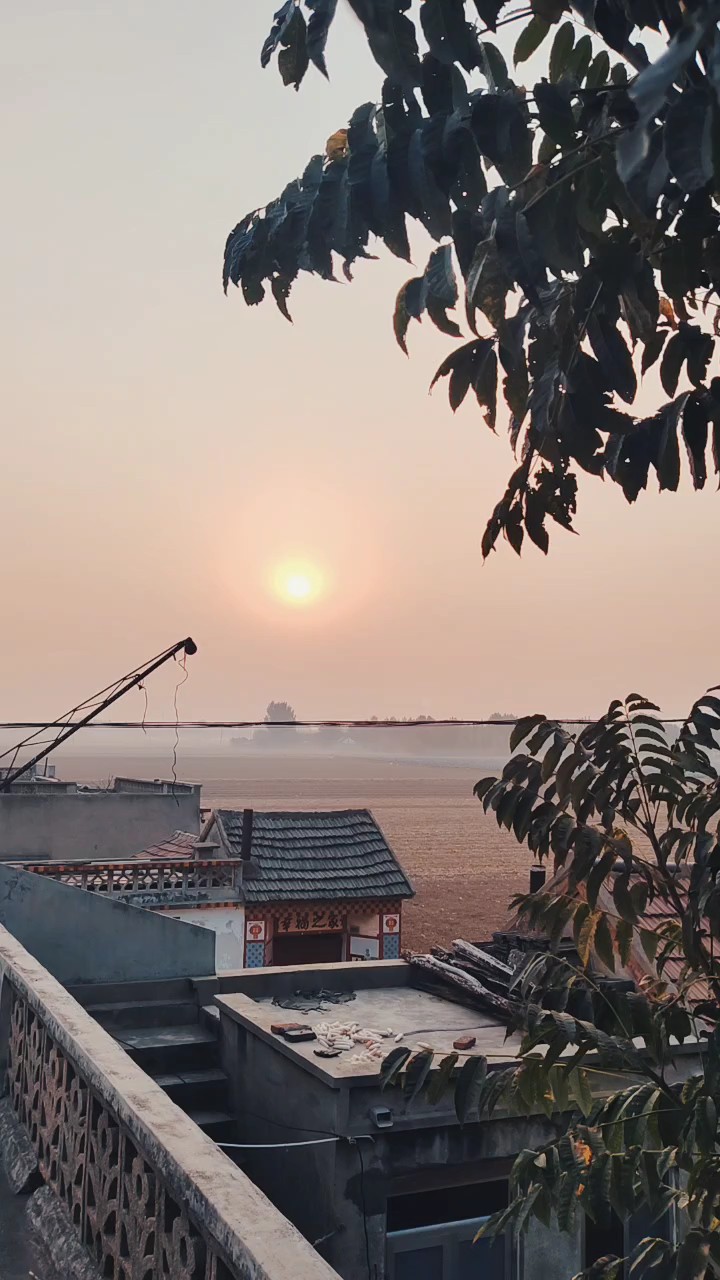 清晨站在平房上观日出